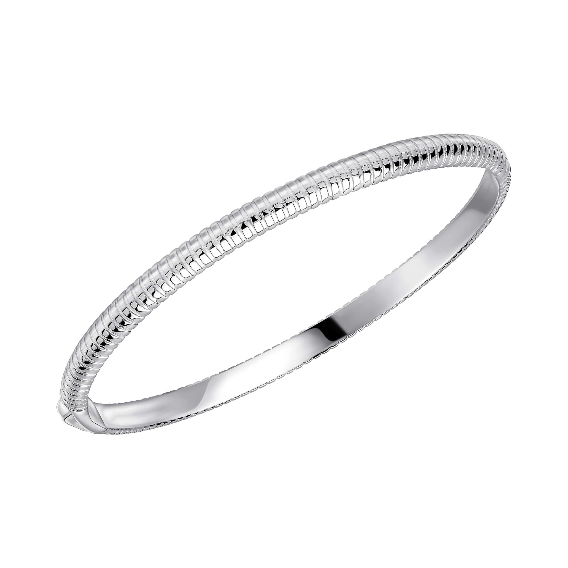 Gecko Jewellery Striped Hinged Bangle – Recycled Sterling Silver