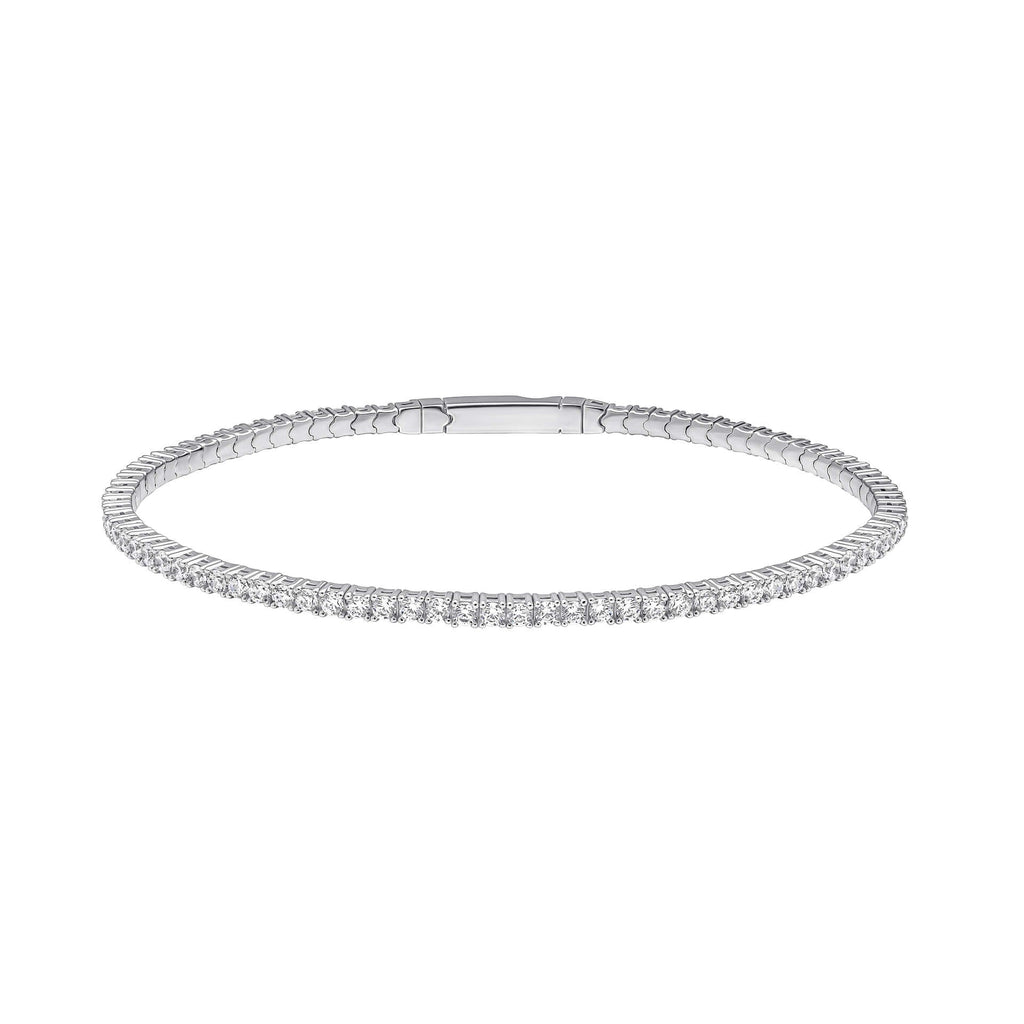 Gecko Jewellery Zirconia Tennis Bangle | Rhodium Plated Sterling Silver