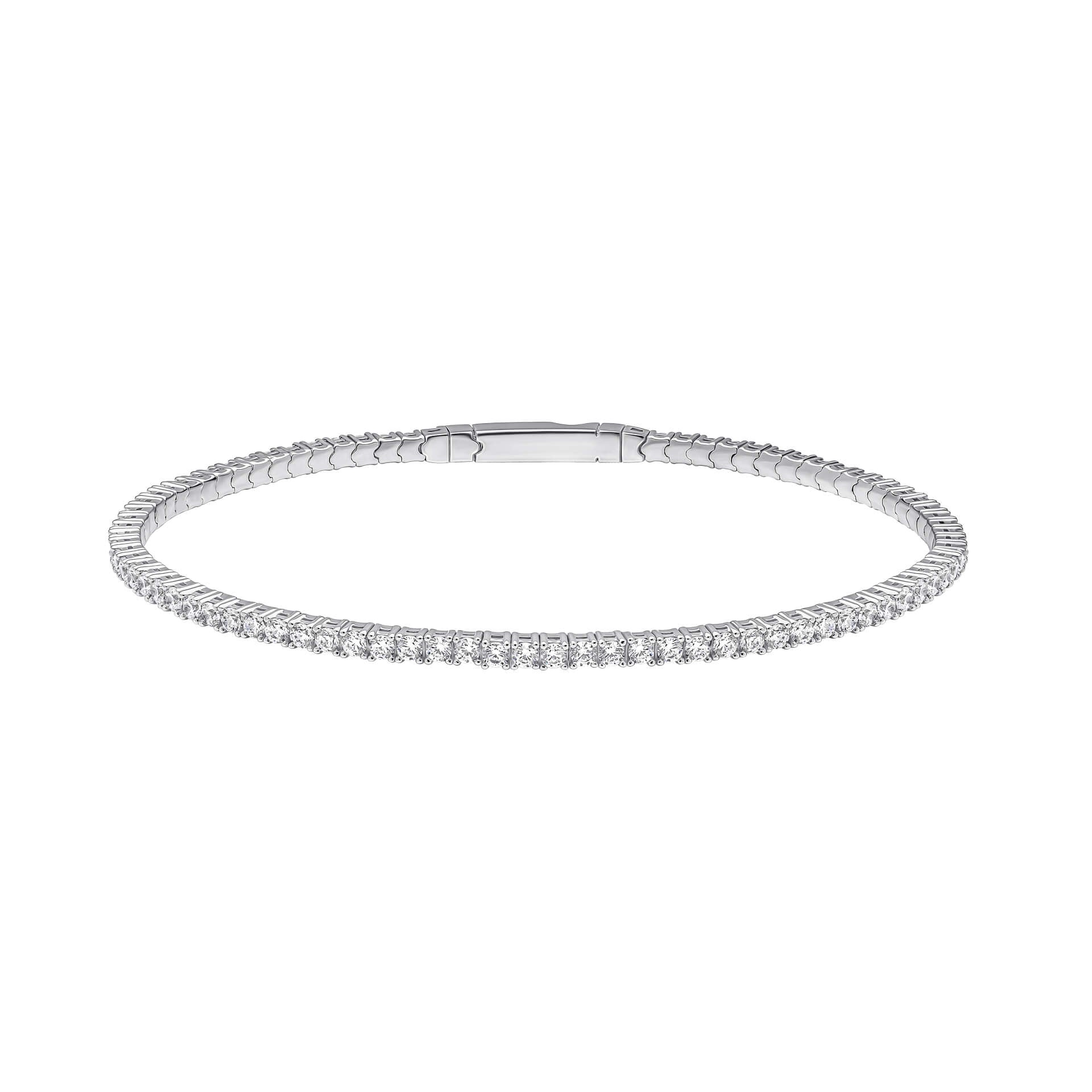 Gecko Jewellery Zirconia Tennis Bangle | Rhodium Plated Sterling Silver