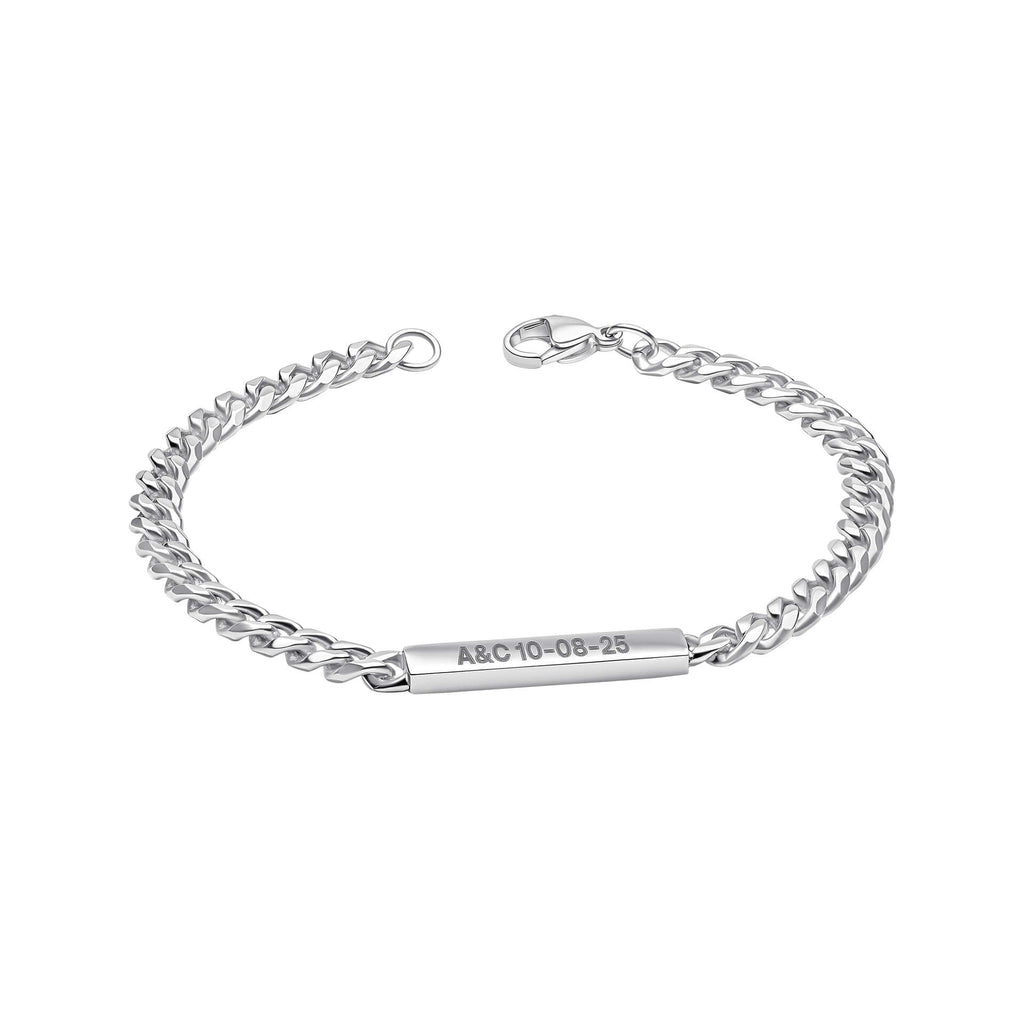 Gecko Jewellery Engravable ID Bar Chain Bracelet in Yellow Gold Plate