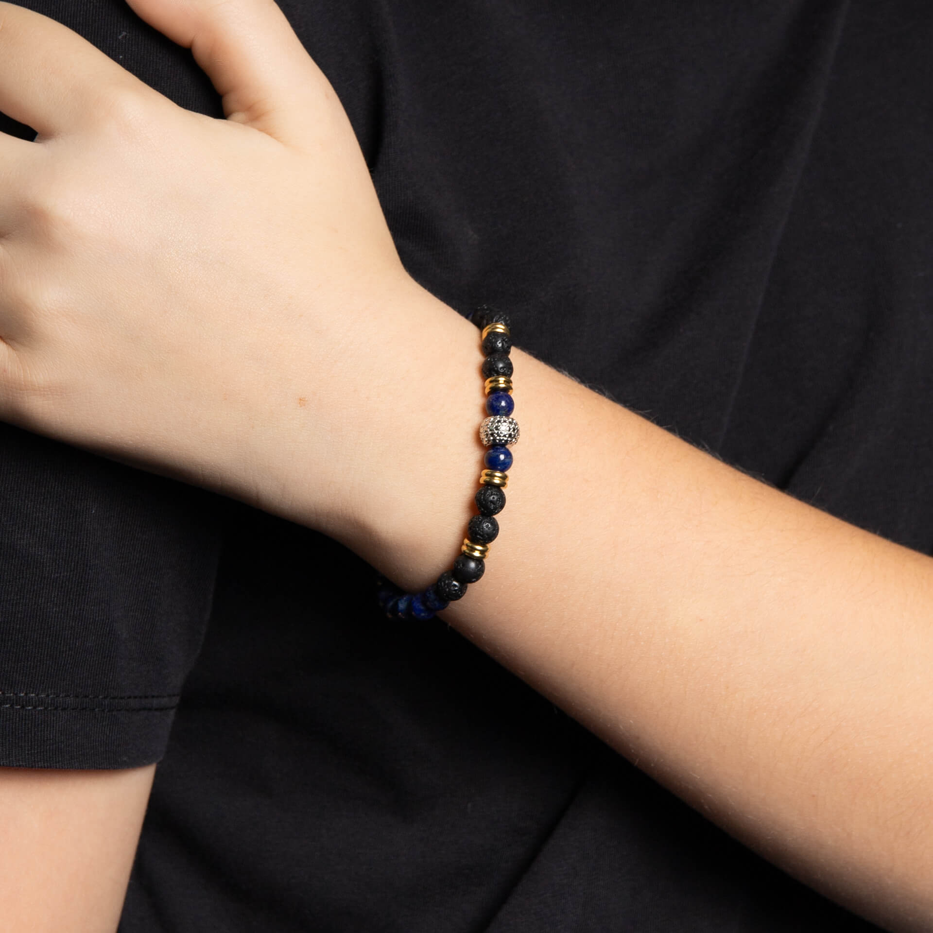 Gecko Jewellery Smaller Fit Lava Bead and Semi-Precious Bracelet