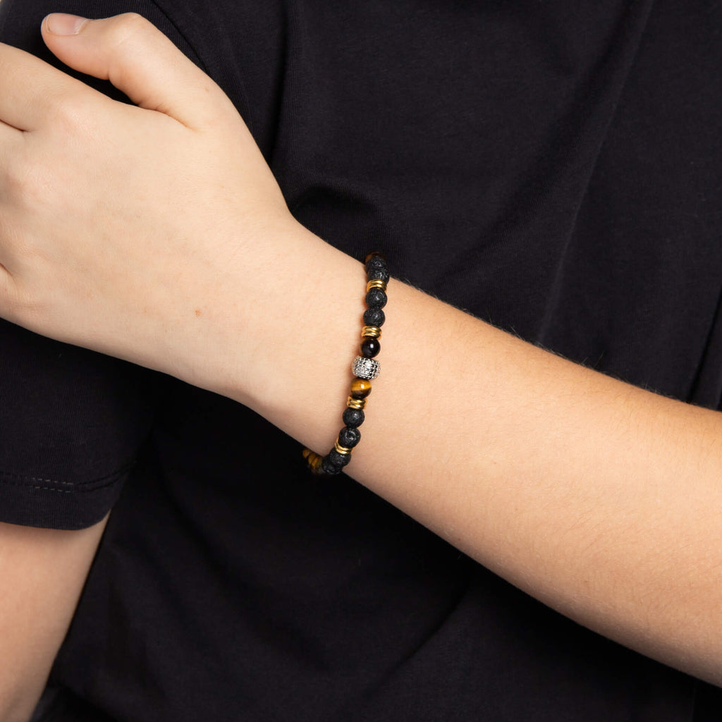 Gecko Jewellery Smaller Fit Lava Bead and Semi-Precious Bracelet