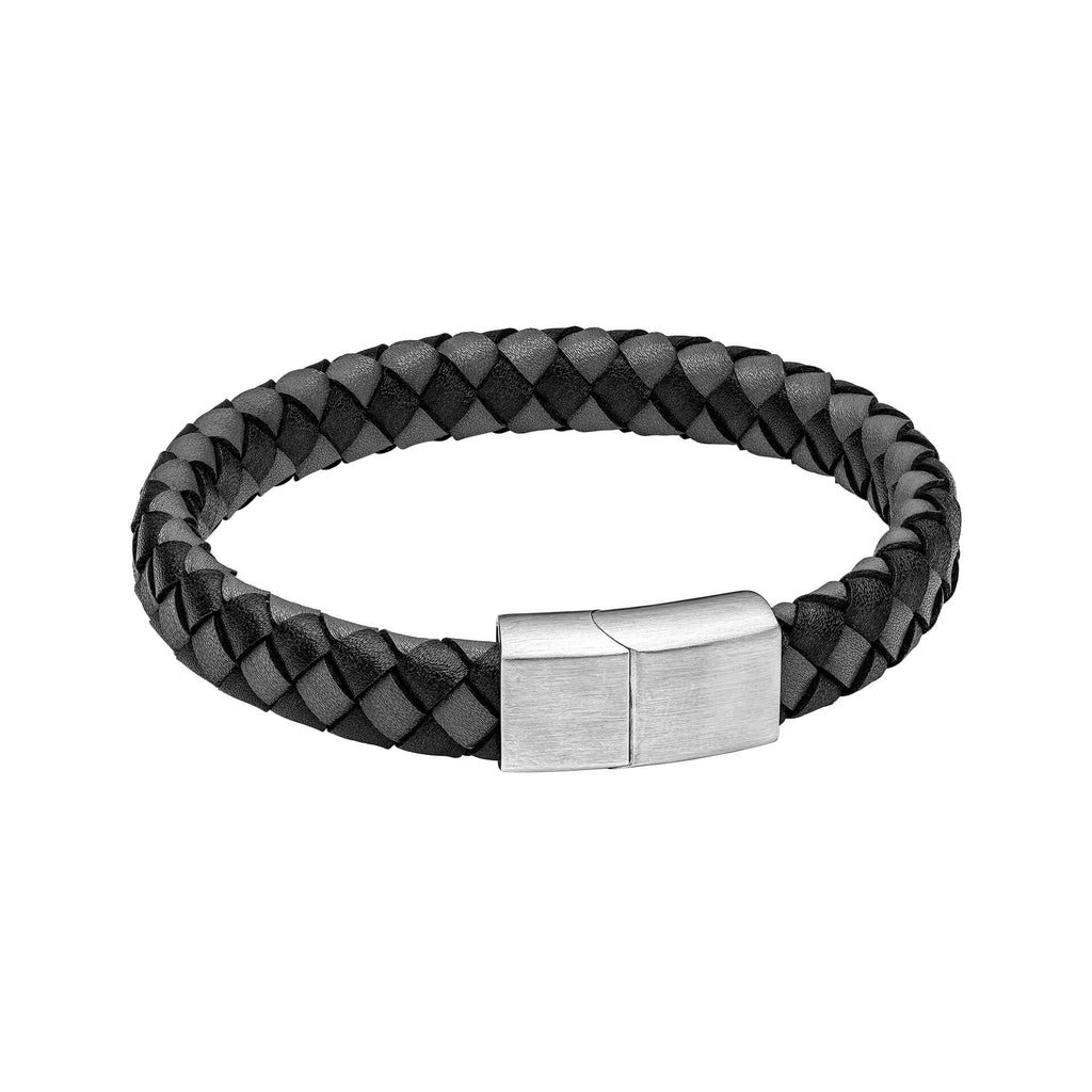 Gecko Jewellery Retail Checkerboard Braided Leather Bracelet with Metal Clasp