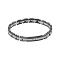 Gecko Jewellery Stainless Steel & Ceramic Link Bracelet with Black CZ
