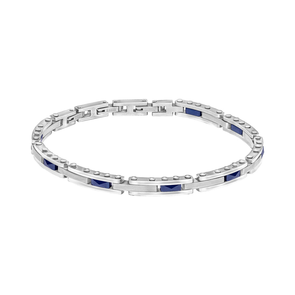 Gecko Jewellery – Stainless Steel and Blue Ceramic Link Bracelet