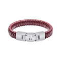 Gecko Jewellery Burgundy Braided Leather Bracelet with Metal Clasp