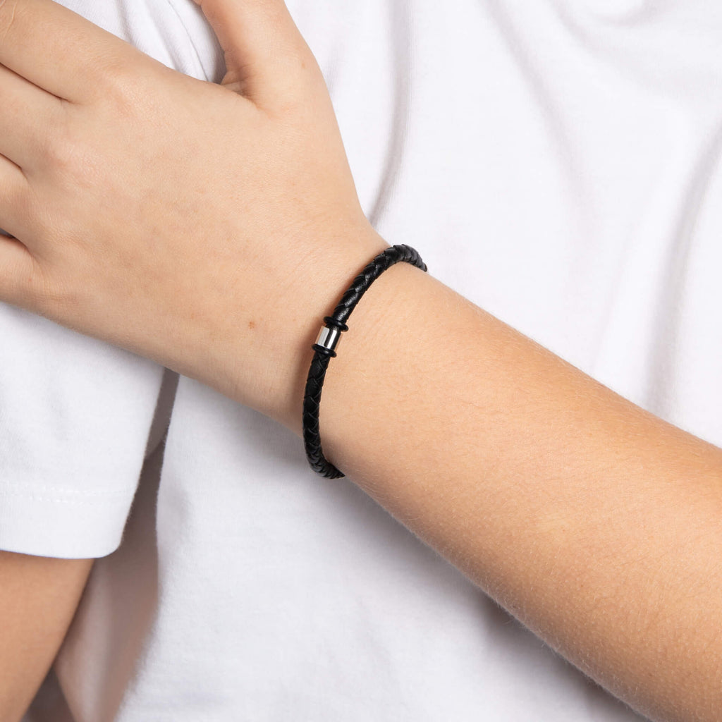 Gecko Jewellery Father and Son Matching Braided Leather Bracelet Set