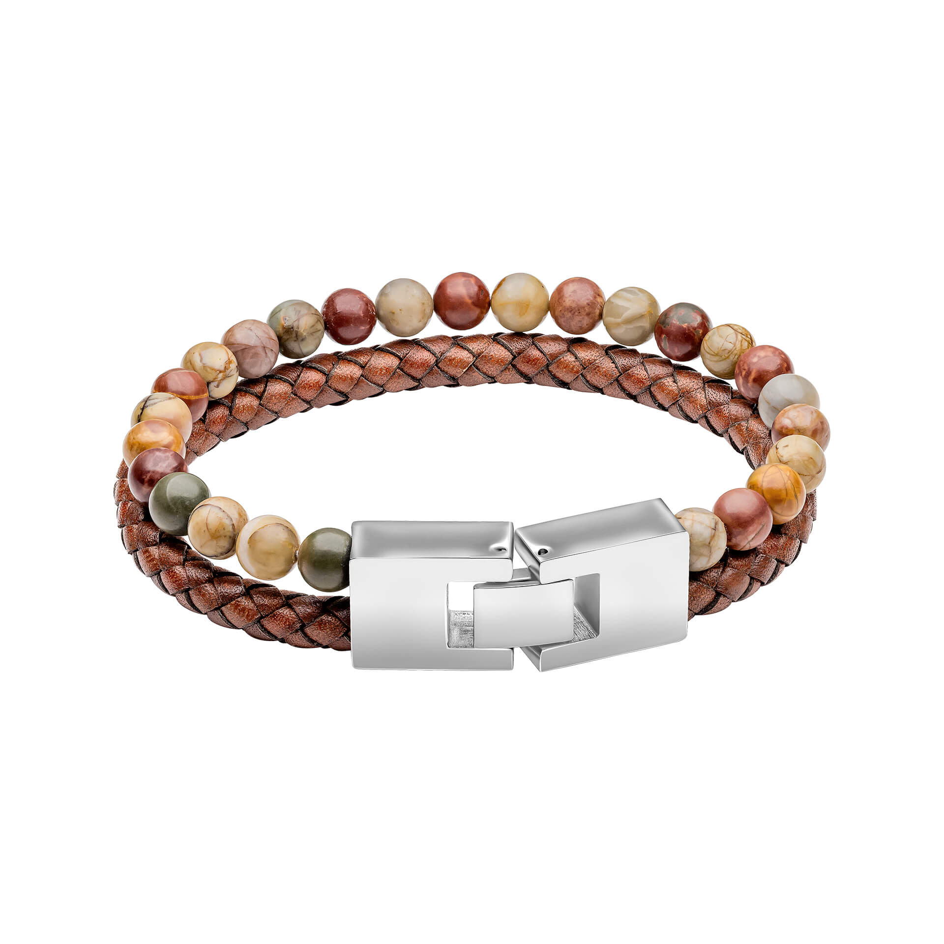 Gecko Jewellery Brown Leather and Red Turquoise Stone Bracelet