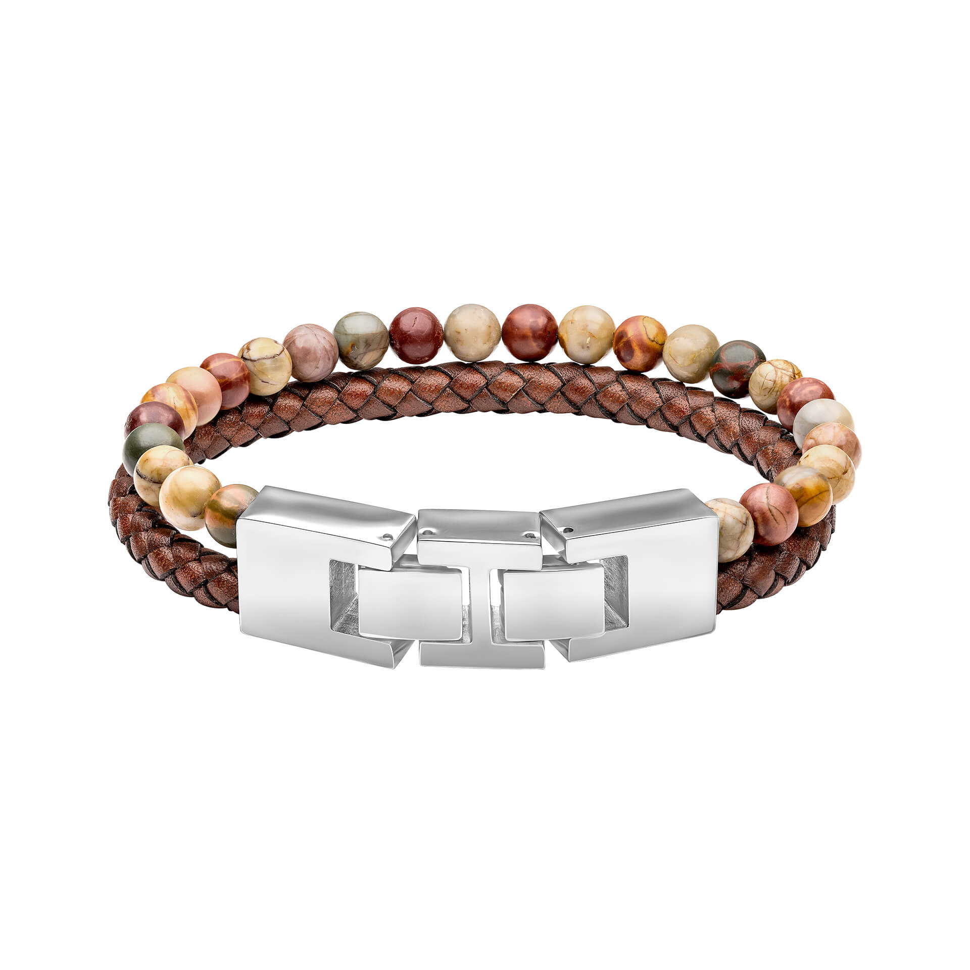 Gecko Jewellery Brown Leather and Red Turquoise Stone Bracelet