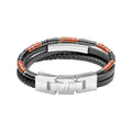 Gecko Jewellery Red Jasper and Onyx Multi-Layer Leather Bracelet
