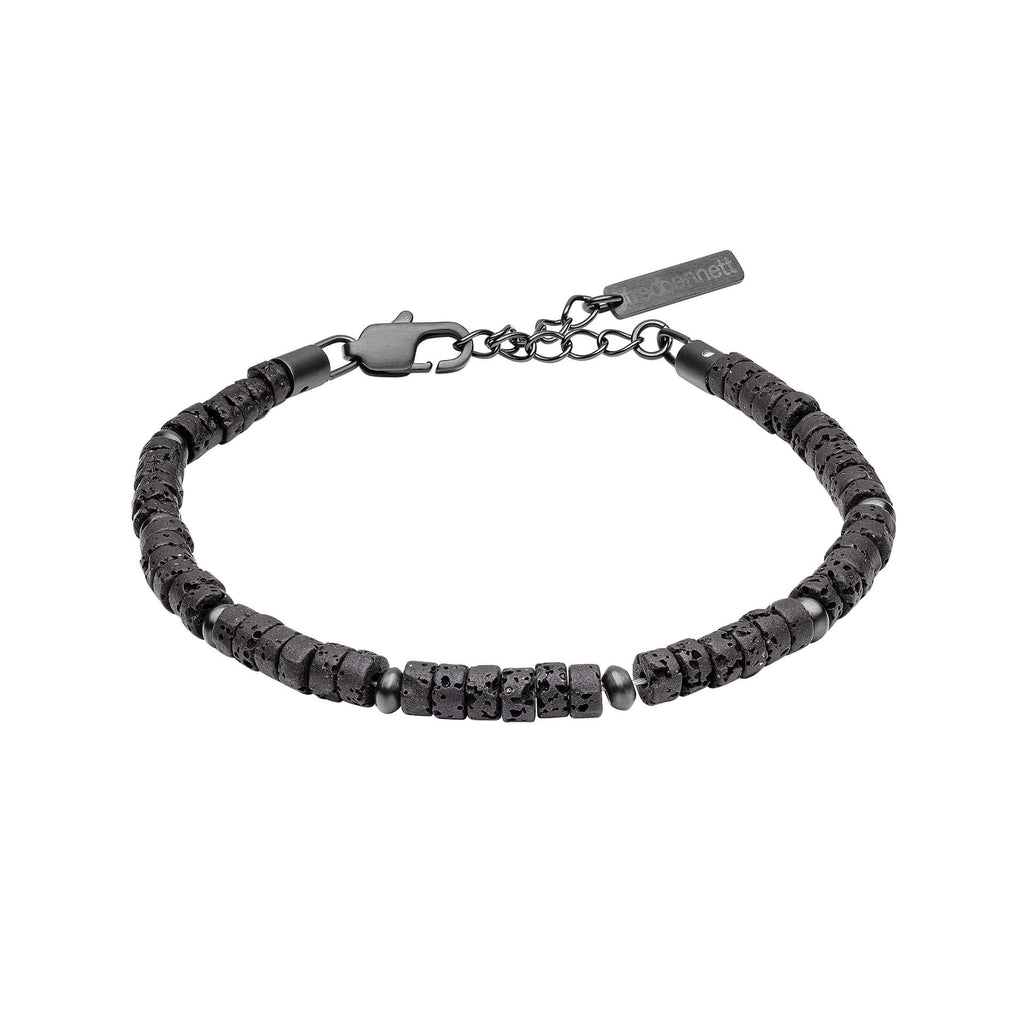 Gecko Jewellery Lava Stone Beaded Bracelet – Men's Textured Design