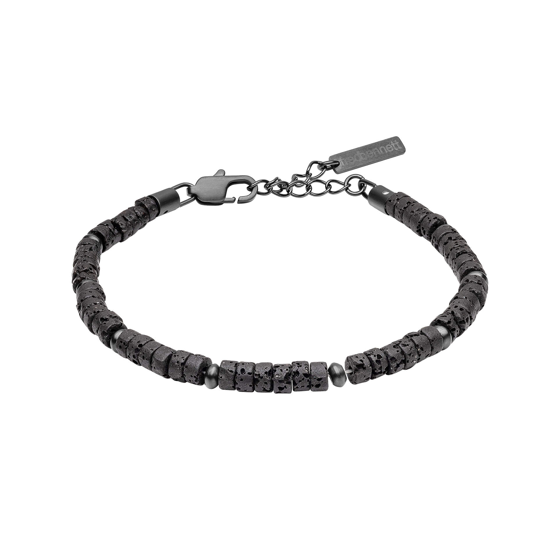 Gecko Jewellery Lava Stone Beaded Bracelet – Men's Textured Design