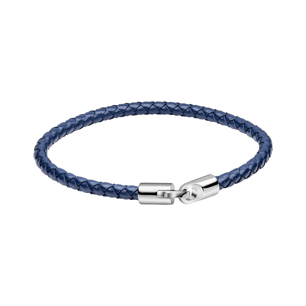 Gecko Jewellery Braided Leather Bracelet with Polished Metal Hook Clasp