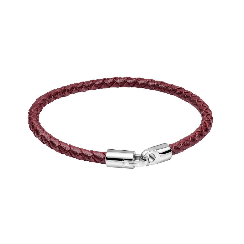 Gecko Jewellery Braided Leather Bracelet with Polished Metal Hook Clasp