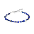 Gecko Jewellery Blue Lapis Beaded Bracelet with Stainless Steel Accents