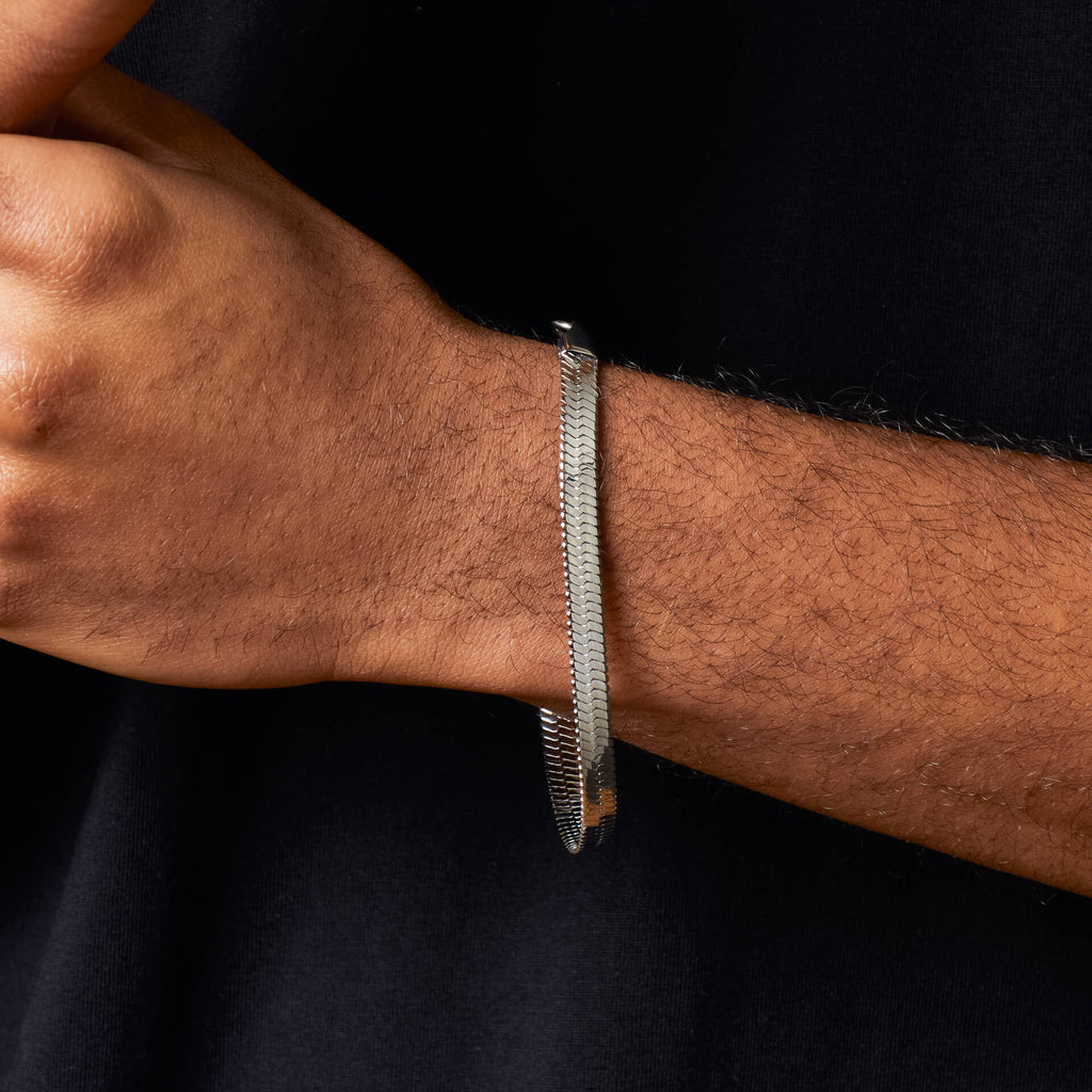 Gecko Jewellery – Stainless Steel Herringbone Chain Bracelet for Men