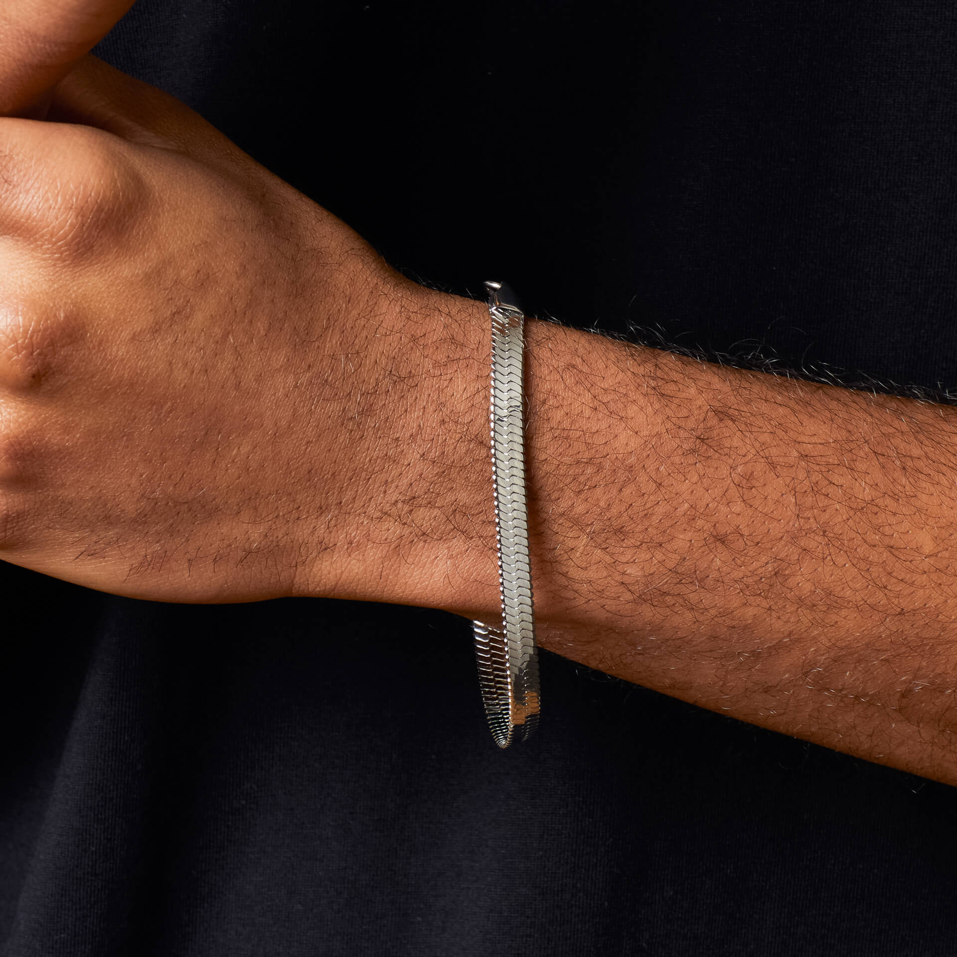 Gecko Jewellery – Stainless Steel Herringbone Chain Bracelet for Men