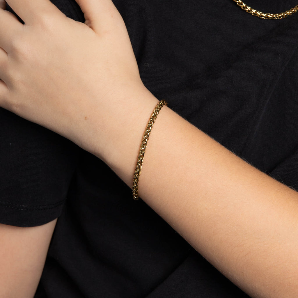 Gecko Jewellery Stainless Steel Wheat Chain Bracelet – Smaller Fit