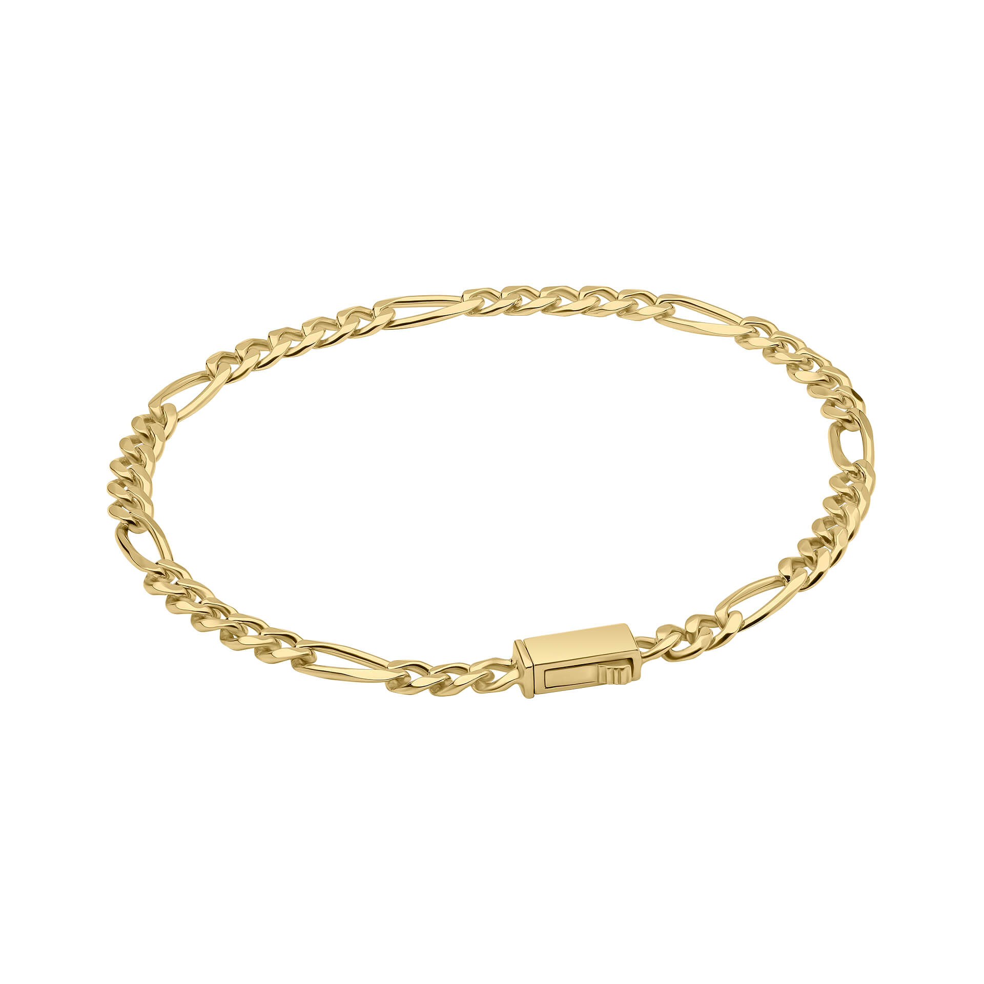 Gecko Jewellery Sterling Silver Figaro Chain Bracelet with Box Lock
