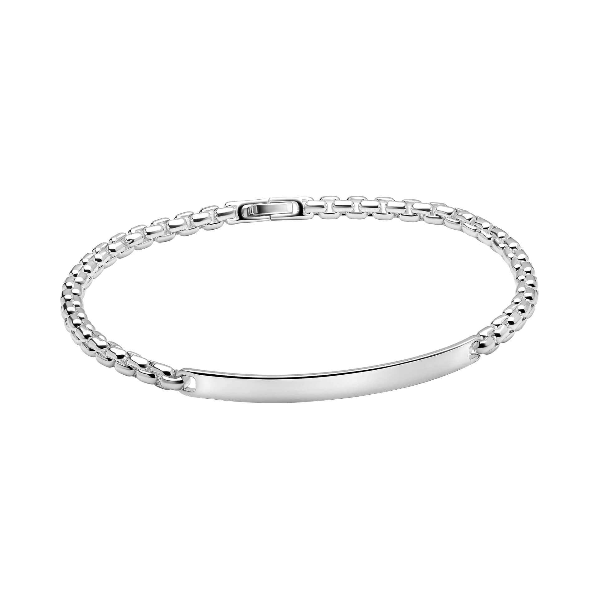 Gecko Jewellery Sterling Silver ID Bar Chain Bracelet – Polished Finish