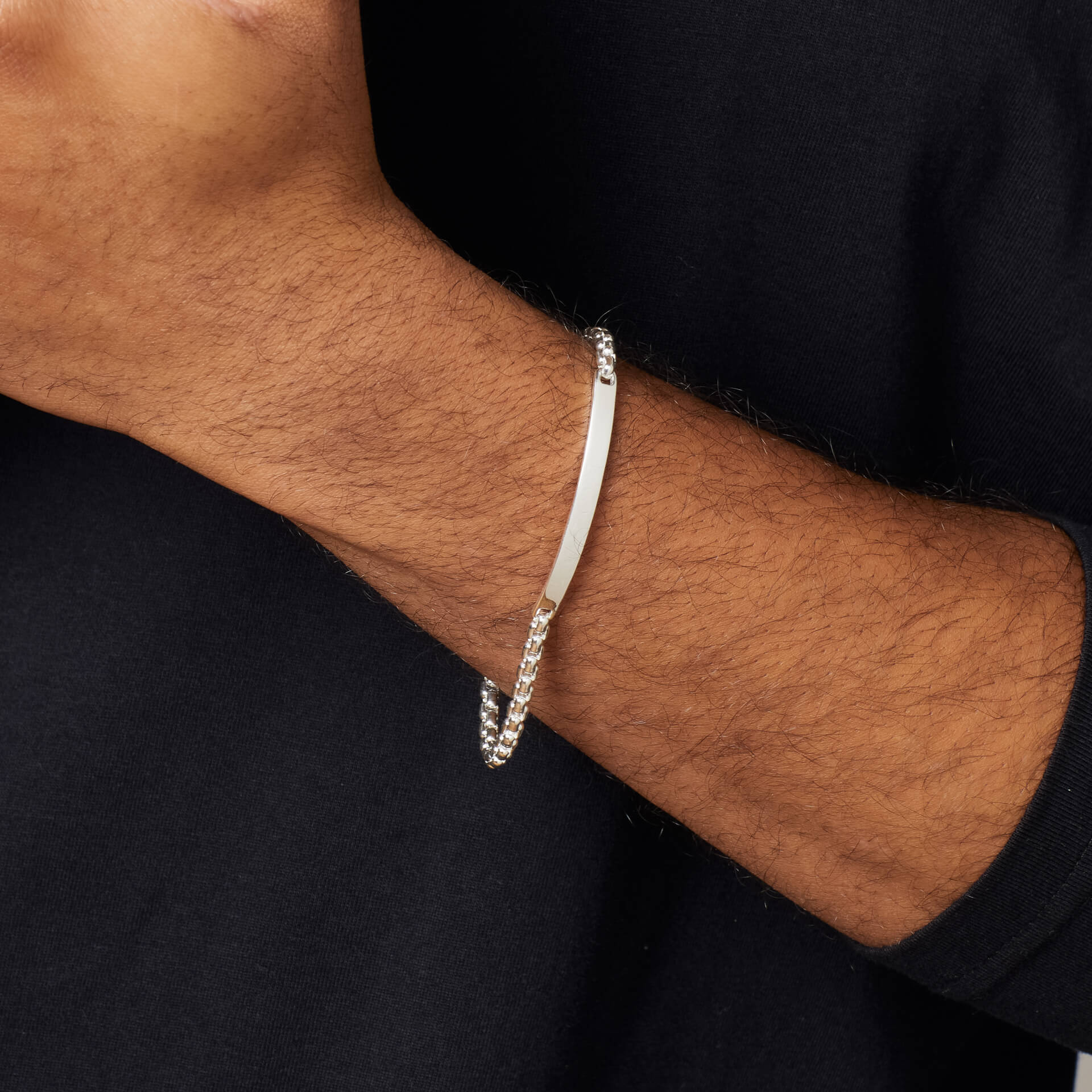 Gecko Jewellery Sterling Silver ID Bar Chain Bracelet – Polished Finish