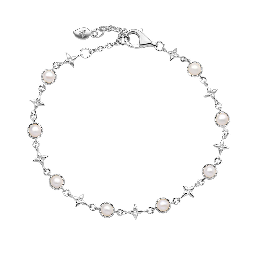 Gecko Jewellery Hartley Check Mabe Pearl Tennis Bracelet in Silver