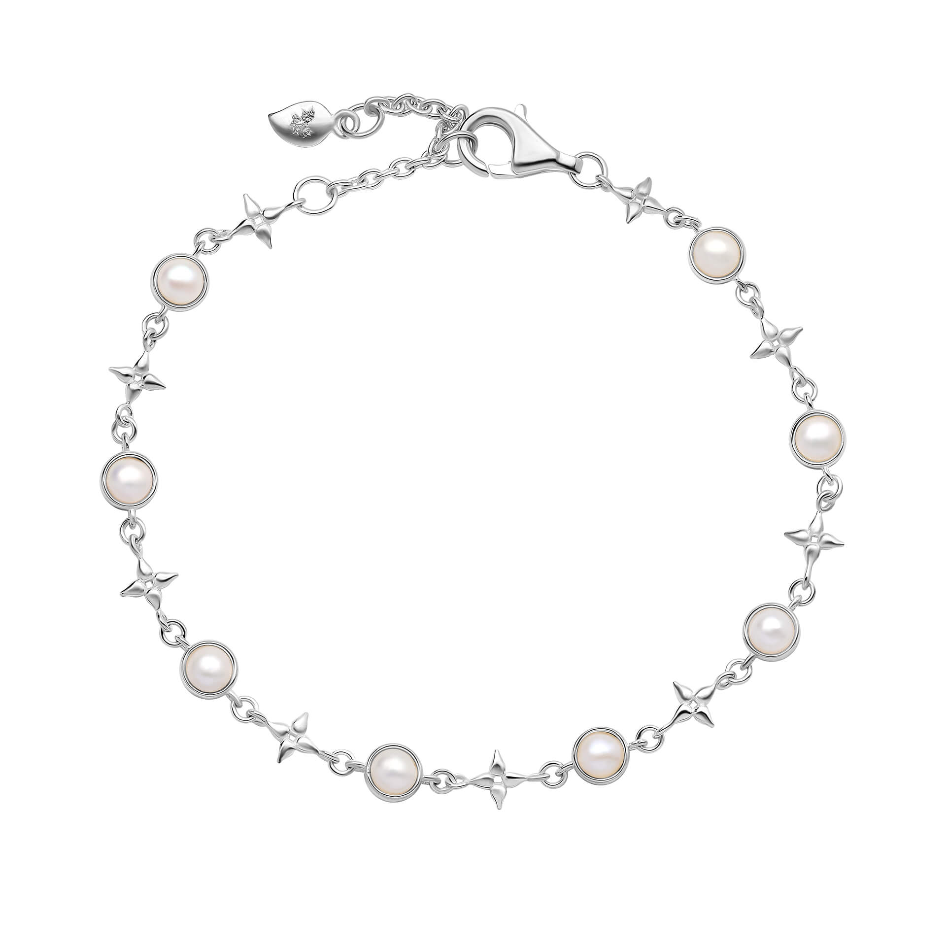 Gecko Jewellery Hartley Check Mabe Pearl Tennis Bracelet in Silver