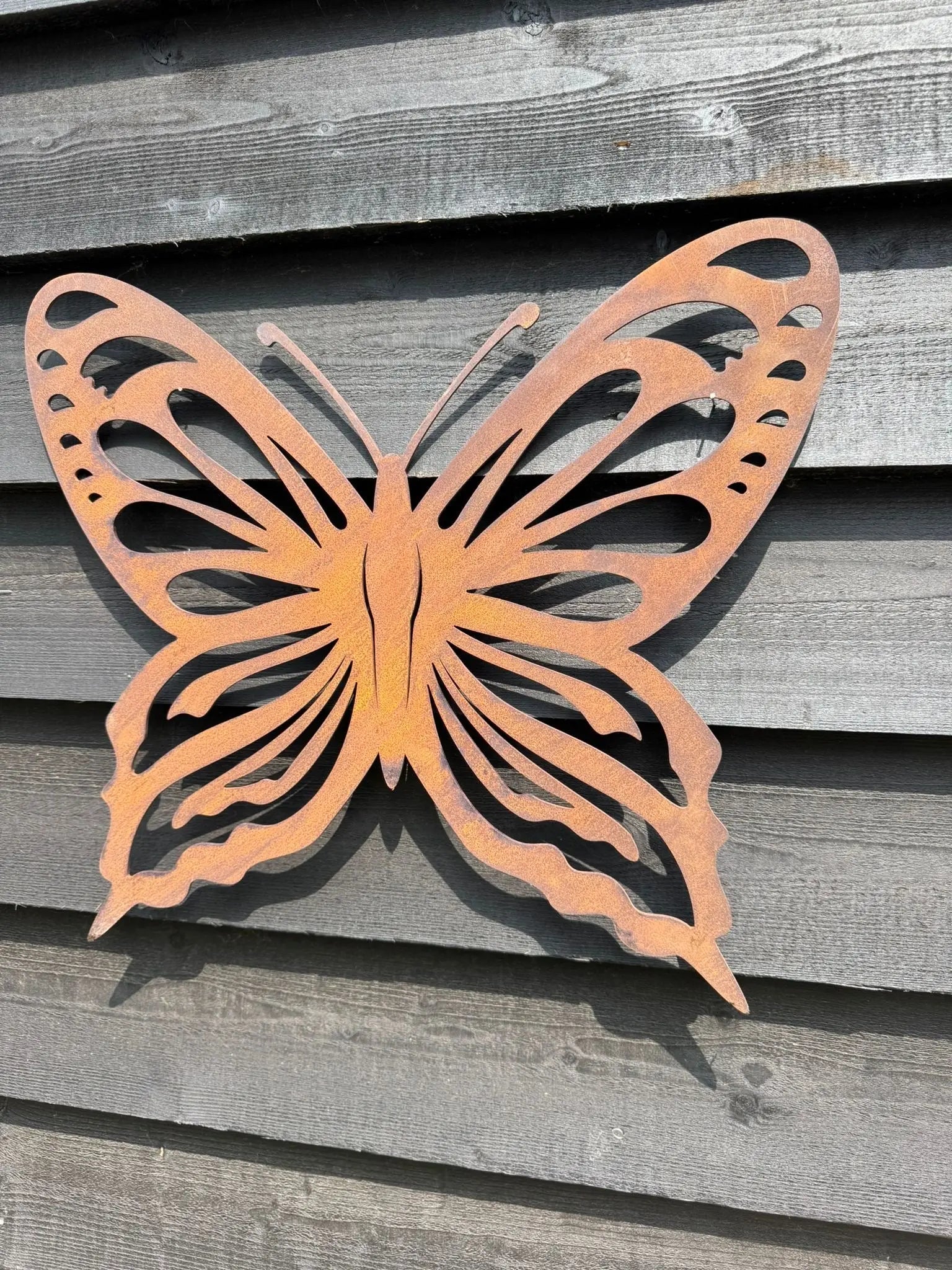 Large Rusty Metal Butterfly Wall Art – Rustic Steel Garden Ornament