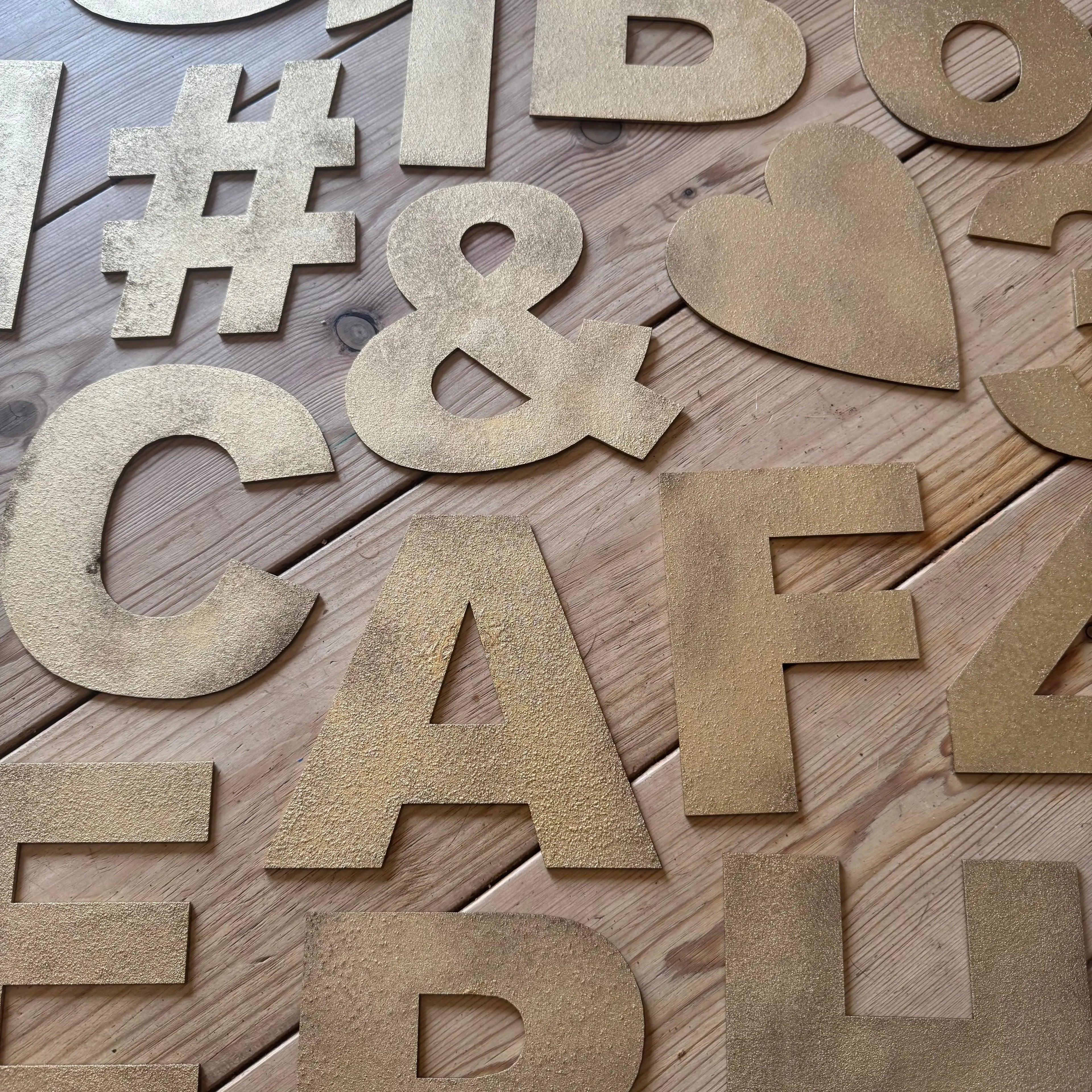 Rustic Warehouse Gold Metal Alphabet Letters – Vintage Fat Font Signage