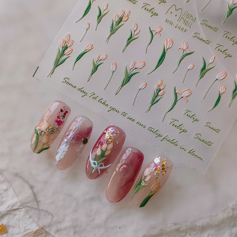 Spring Tulip Nail Deco Stickers – LuLuFun Studio Floral Nail Art