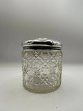 Antique Solid Sterling Silver Topped Cut Glass Pot  / Dressing Table Pot