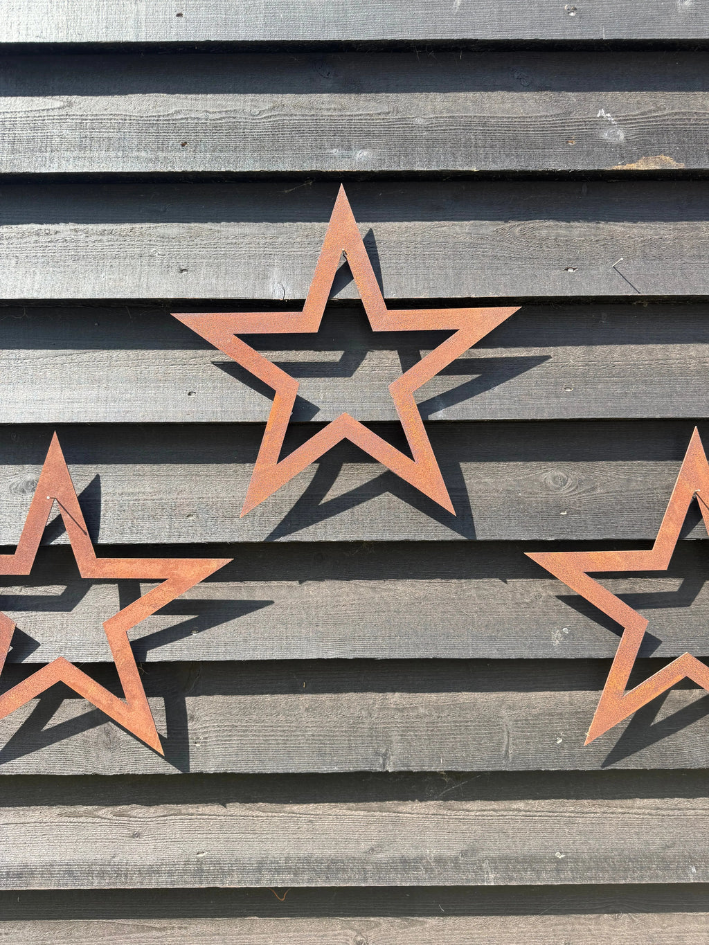Rustic Warehouse Norfolk | Set of 3 Rusty Metal Stars Garden Wall Art