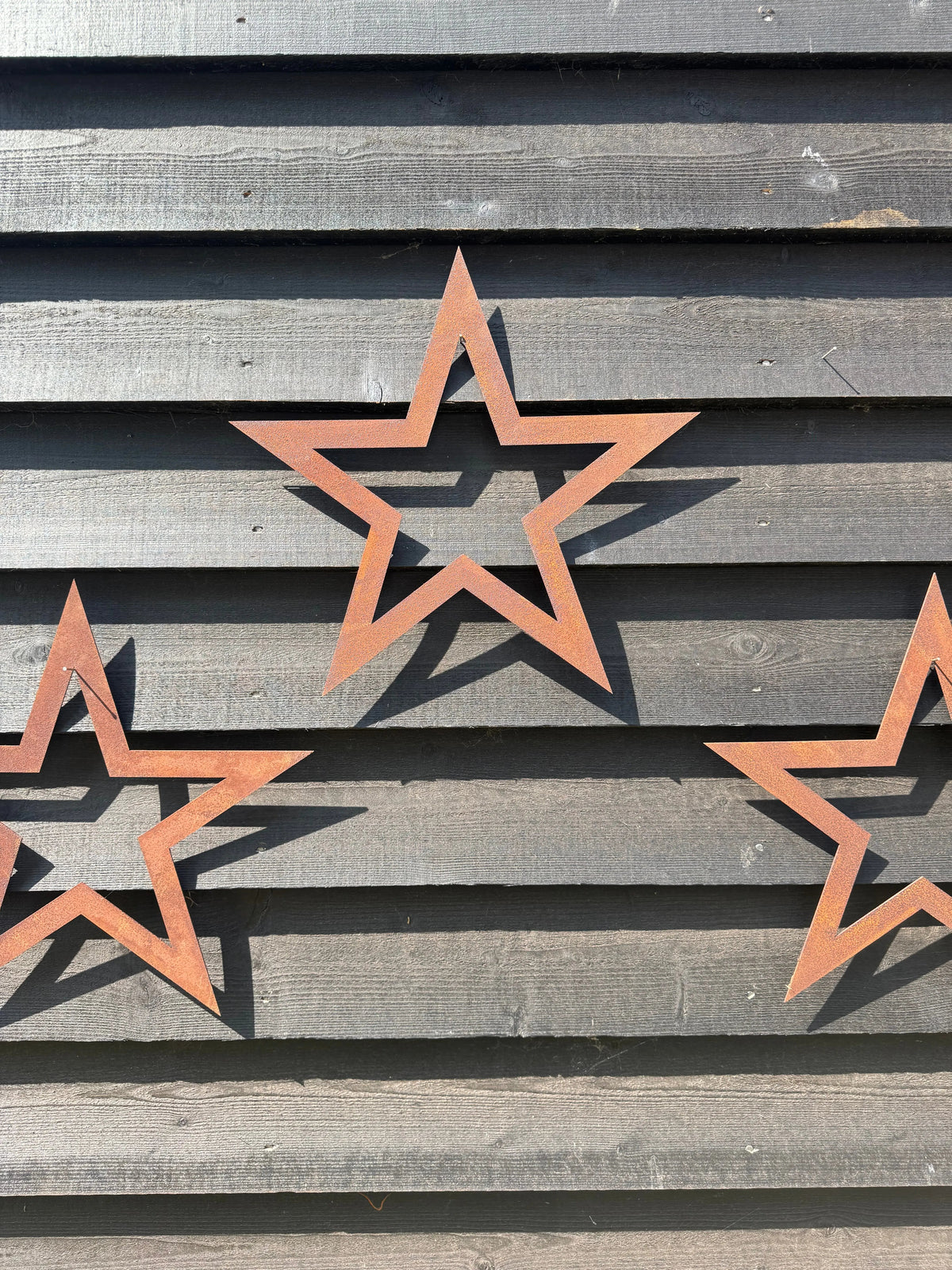 Rustic Warehouse Norfolk | Set of 3 Rusty Metal Stars Garden Wall Art