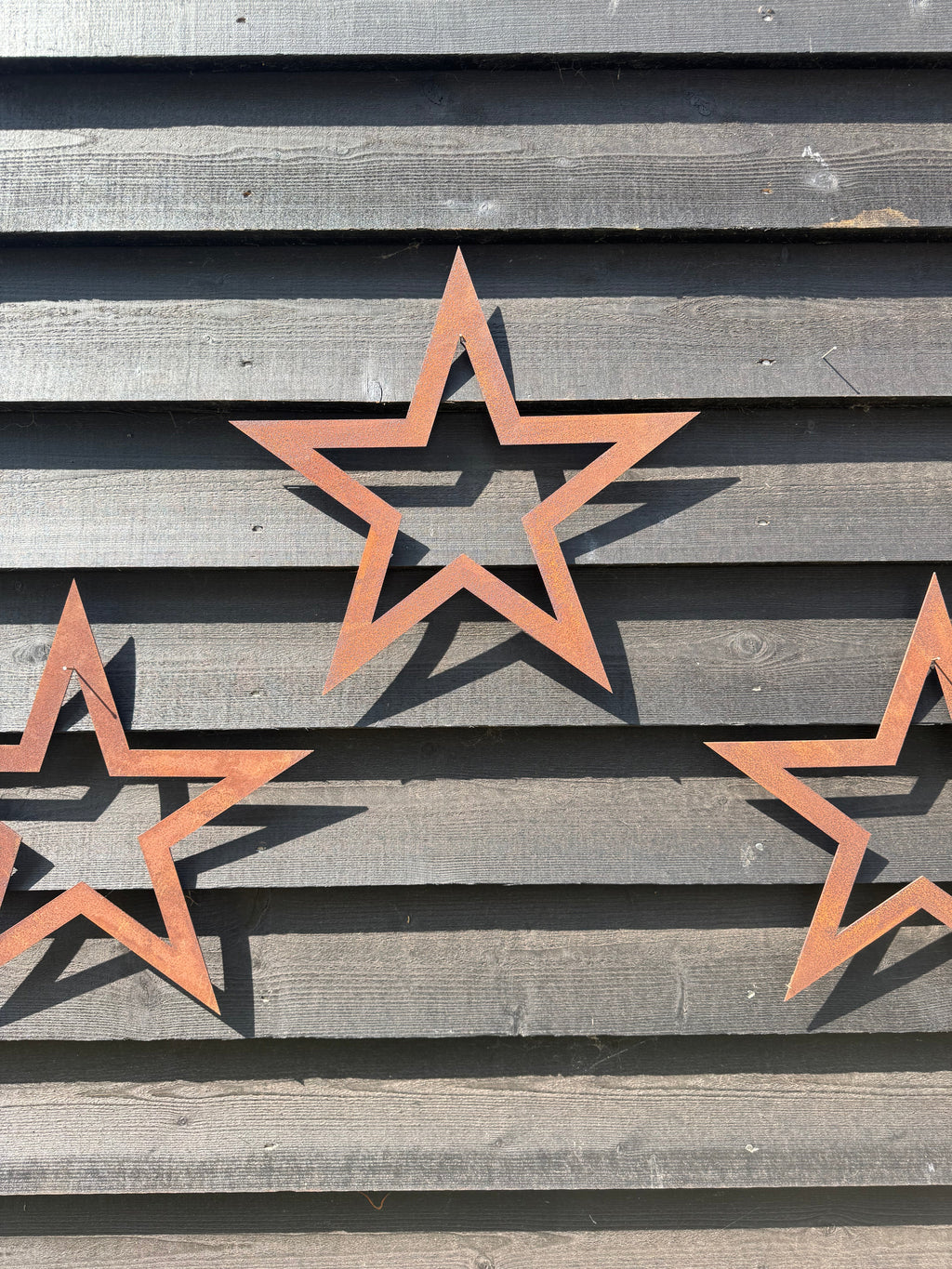 Rustic Warehouse Norfolk | Set of 3 Rusty Metal Stars Garden Wall Art