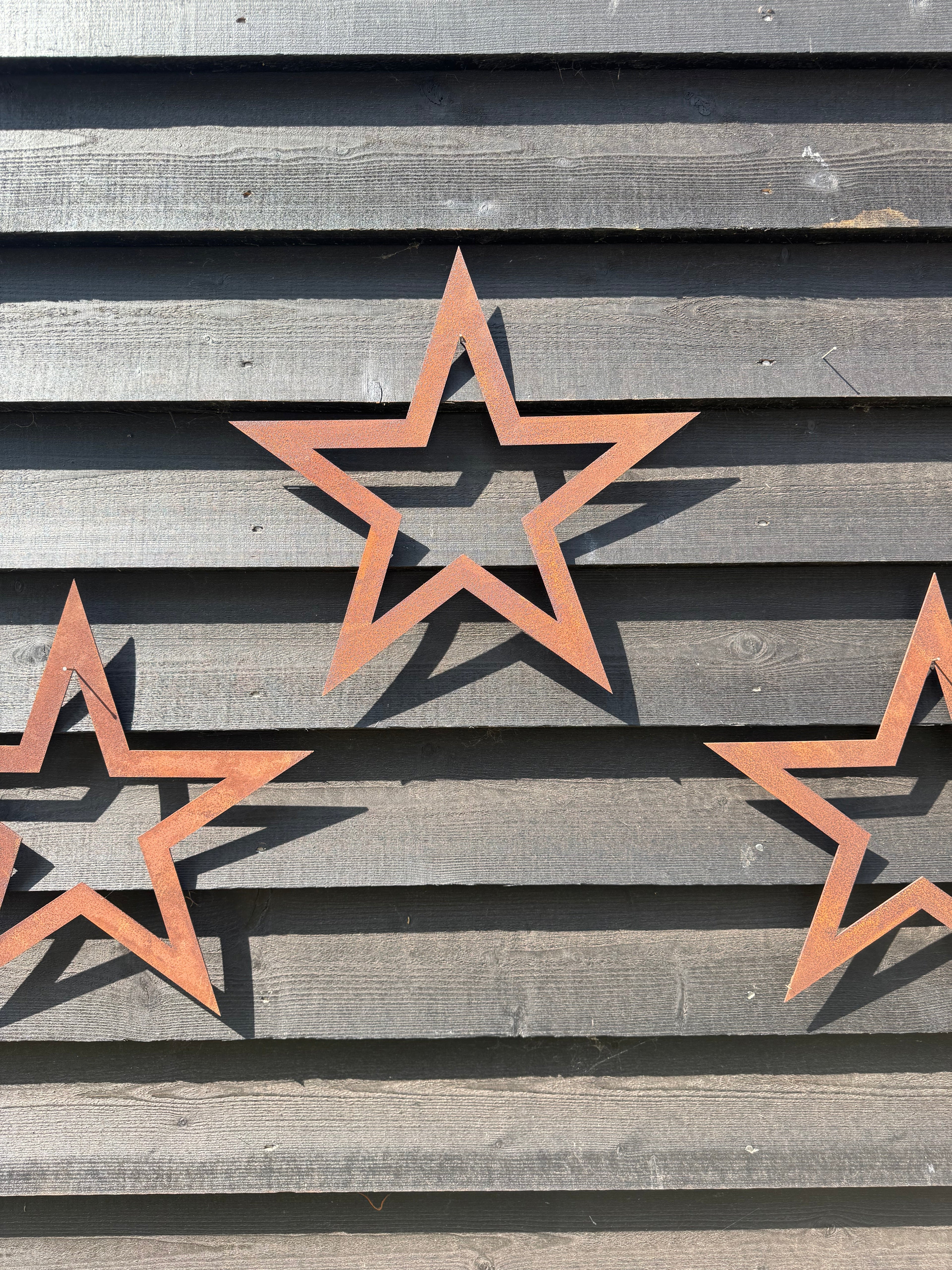 Rustic Warehouse Norfolk | Set of 3 Rusty Metal Stars Garden Wall Art