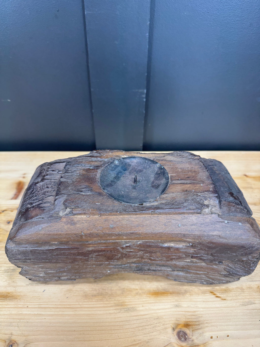 Rustic Reclaimed Wood Candle Holder | Antique Farmhouse Decor Stand