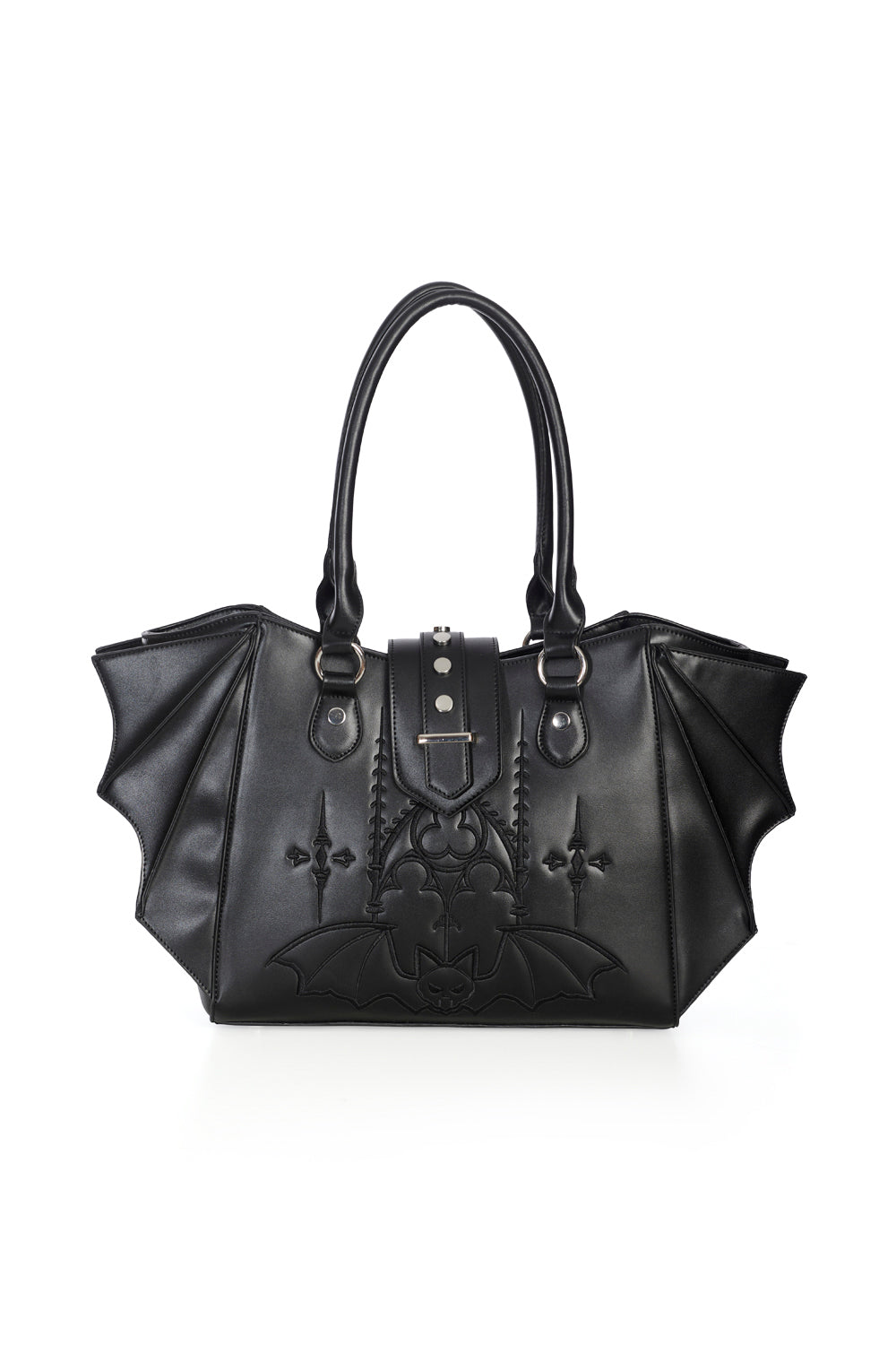 Banned Apparel Black Bat Tote Bag – Embroidered Goth Wing Handbag