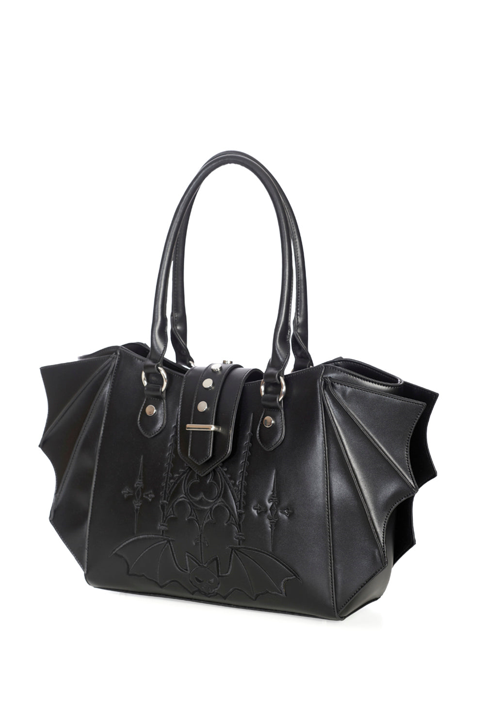 Banned Apparel Black Bat Tote Bag – Embroidered Goth Wing Handbag
