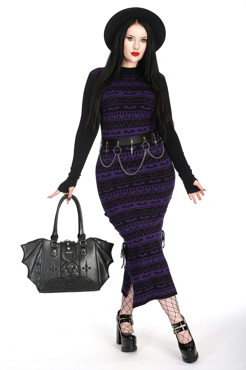Banned Apparel Black Bat Tote Bag – Embroidered Goth Wing Handbag