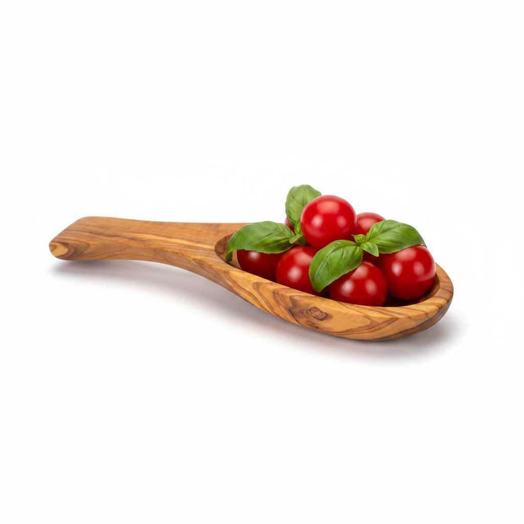 Handcrafted Olive Wood Serving Scoop & Appetizer Dish (20x8x3 cm) | Natural Rustic Grain