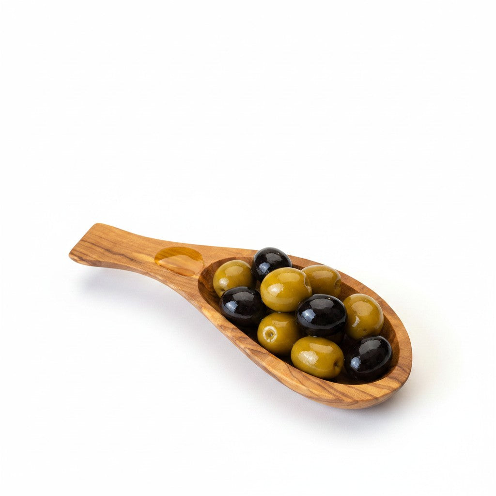 Handcrafted Olive Wood Serving Scoop & Appetizer Dish (20x8x3 cm) | Natural Rustic Grain
