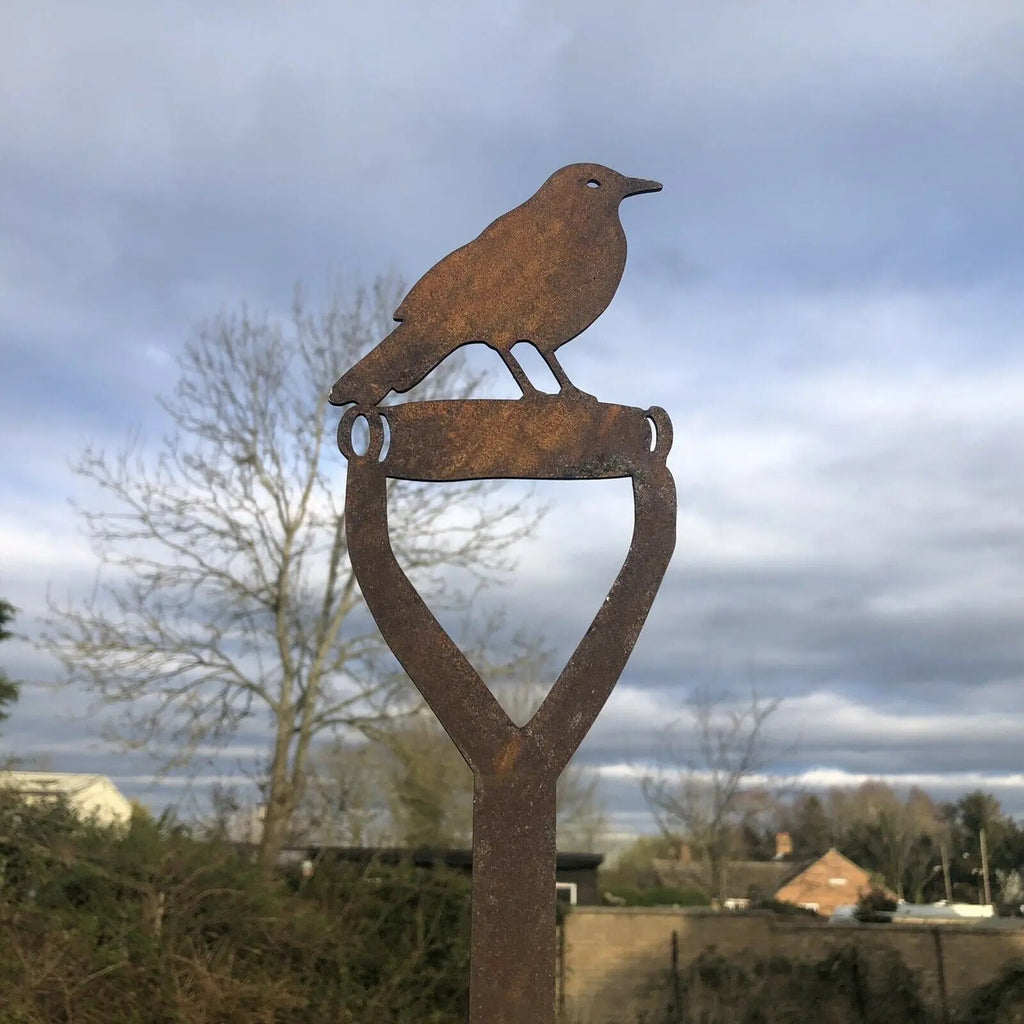 Rusty Metal Blackbird Spade Garden Decoration | Rustic Warehouse Norfolk