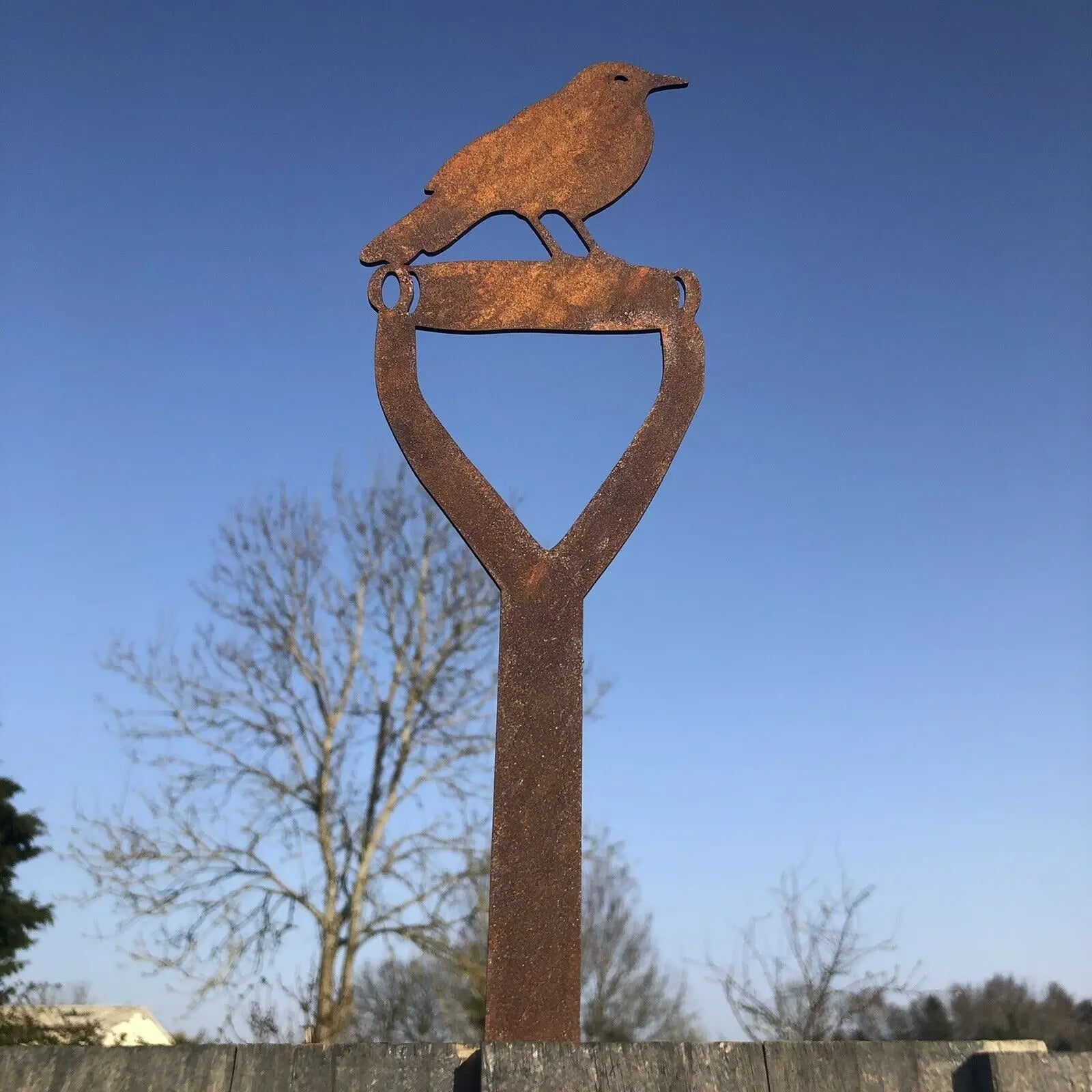 Rusty Metal Blackbird Spade Garden Decoration | Rustic Warehouse Norfolk