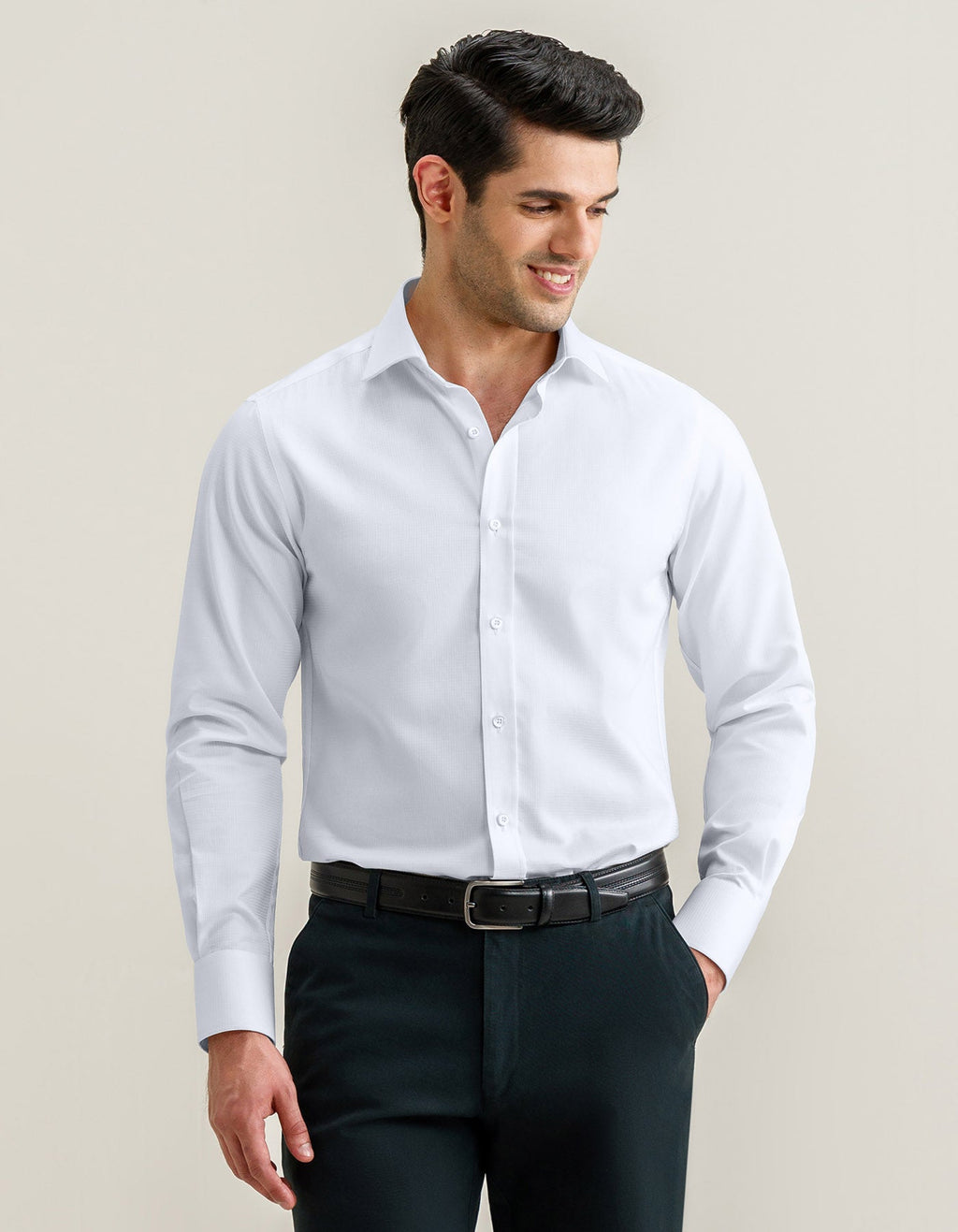 Easy Care Textured White Dress Shirt