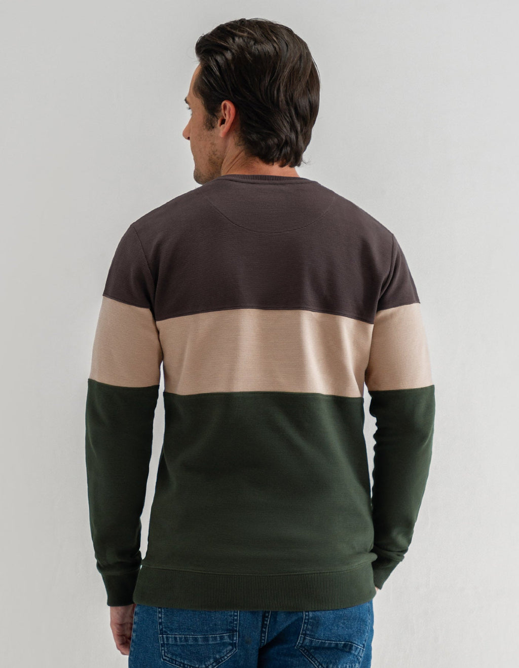 Textured Colour Block Sweatshirt – Brown