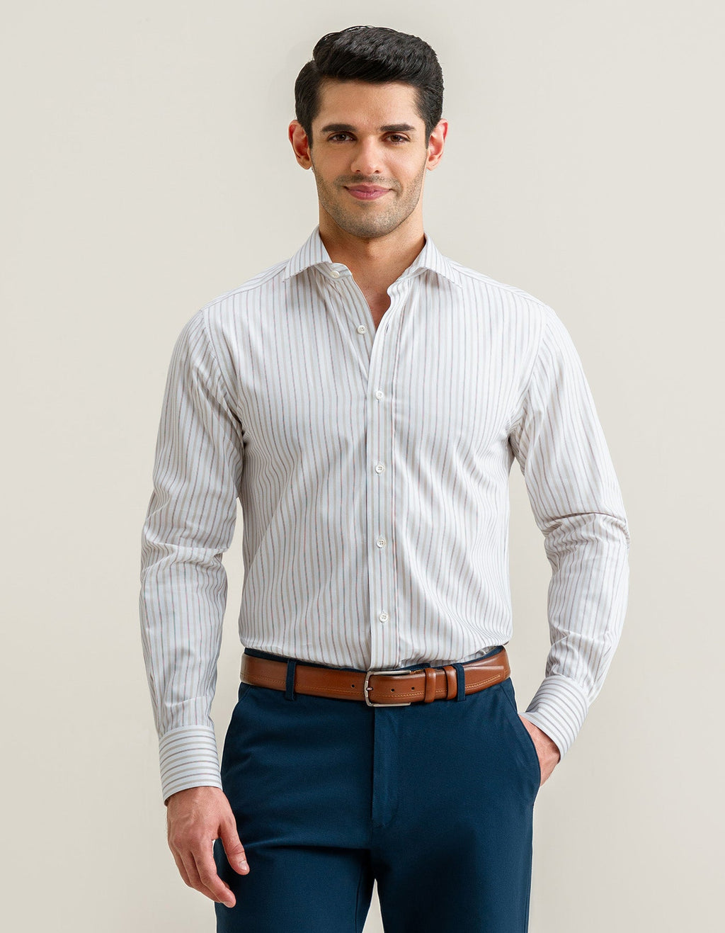 Striped Twill Dress Shirt – Fawn