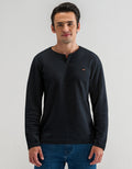 Black Long Sleeve Textured Crew Neck T-Shirt