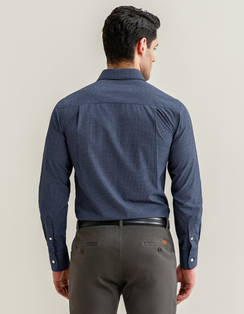 Patterned Dress Shirt – Navy Blue