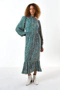 Bricia Naïve Posy Print Tiered Midi Dress - Teal