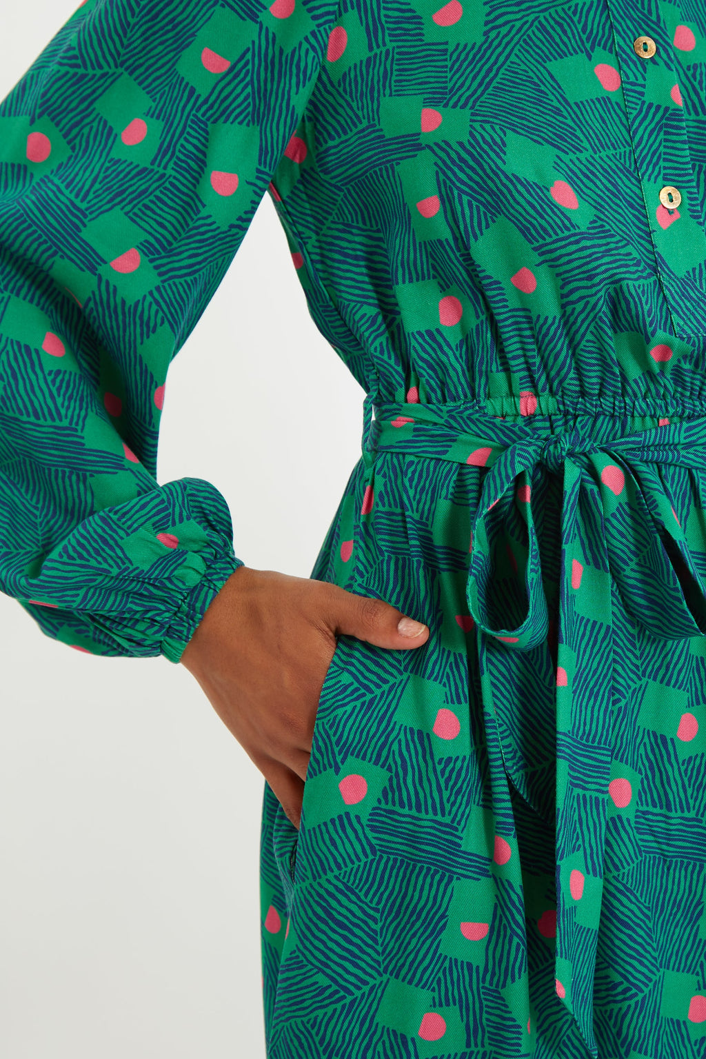 Bron Bauhaus Abstract Print Midi Shirt Dress